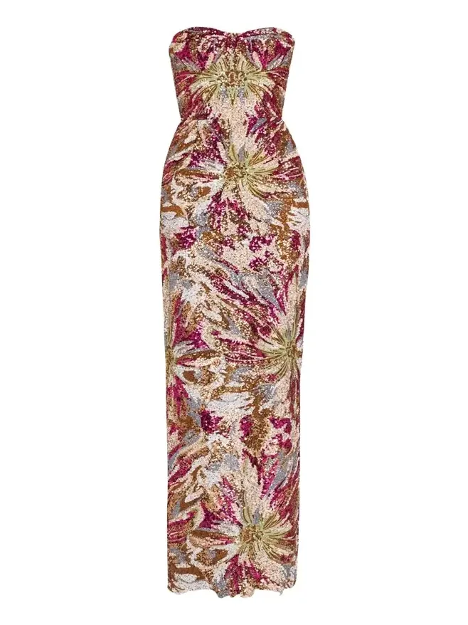 Dahlia Strapless Embroidered Sequin Gown Dahlia Strapless Embroidered Sequin Gown