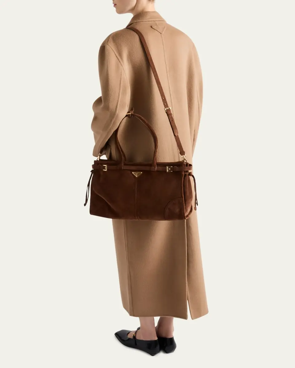 Prada Buckle Suede Top-Handle Bag | Thumbnail 2