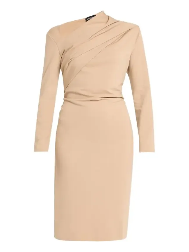 Asymmetric Long-Sleeve Jersey Dress