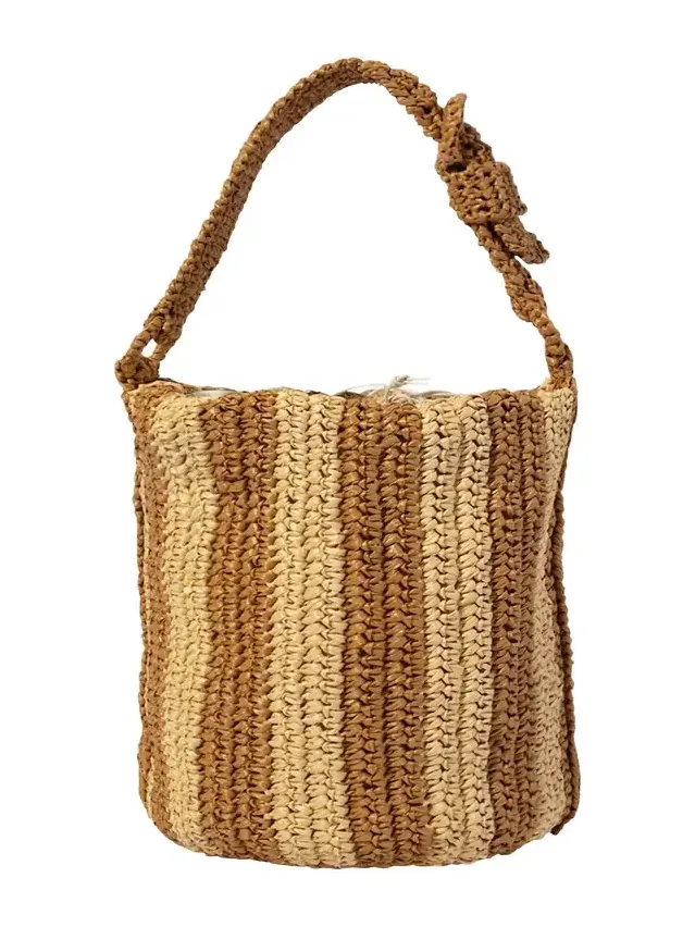 Cheyenne Striped Raffia Bucket Bag Cheyenne Striped Raffia Bucket Bag