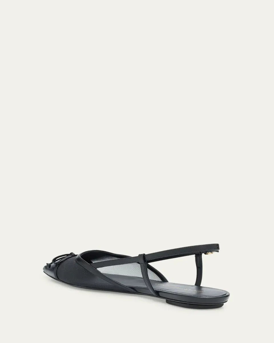 Stuart Weitzman Kitty Mesh Leather Cap-Toe Slingback Flats | Thumbnail 4 Stuart Weitzman Kitty Mesh Leather Cap-Toe Slingback Flats | Thumbnail 4