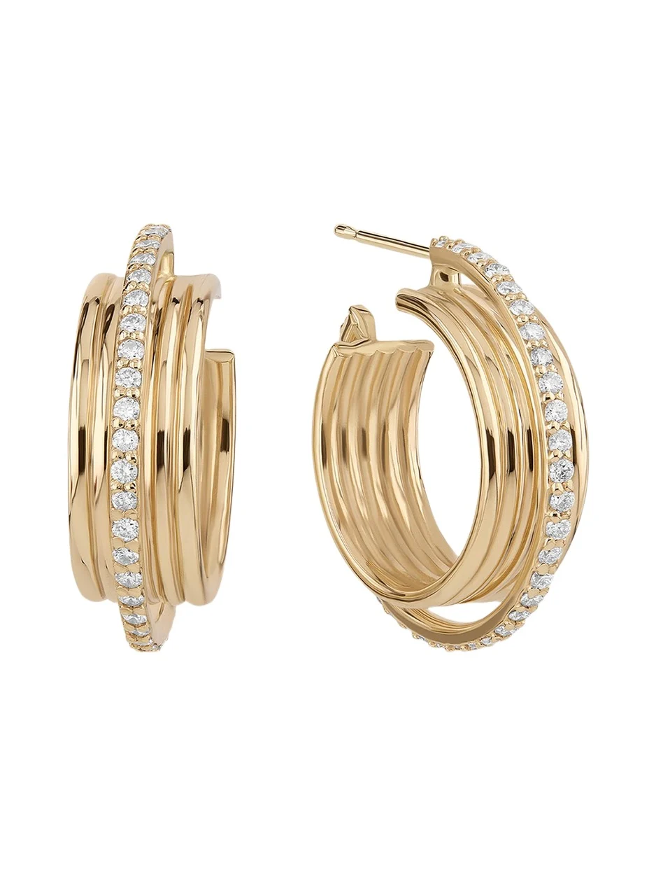 Lana 14K Gold Kinetic Diamond Huggie Earrings