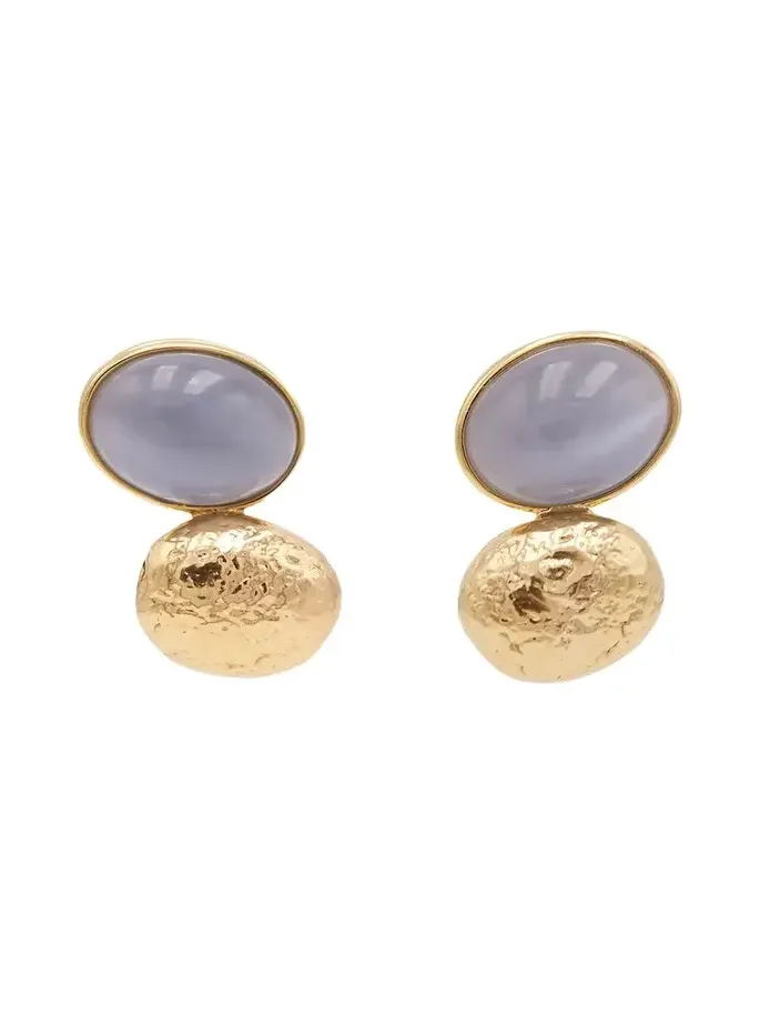 Opticol Quartz and Gold Nugget Stud Earrings Opticol Quartz and Gold Nugget Stud Earrings