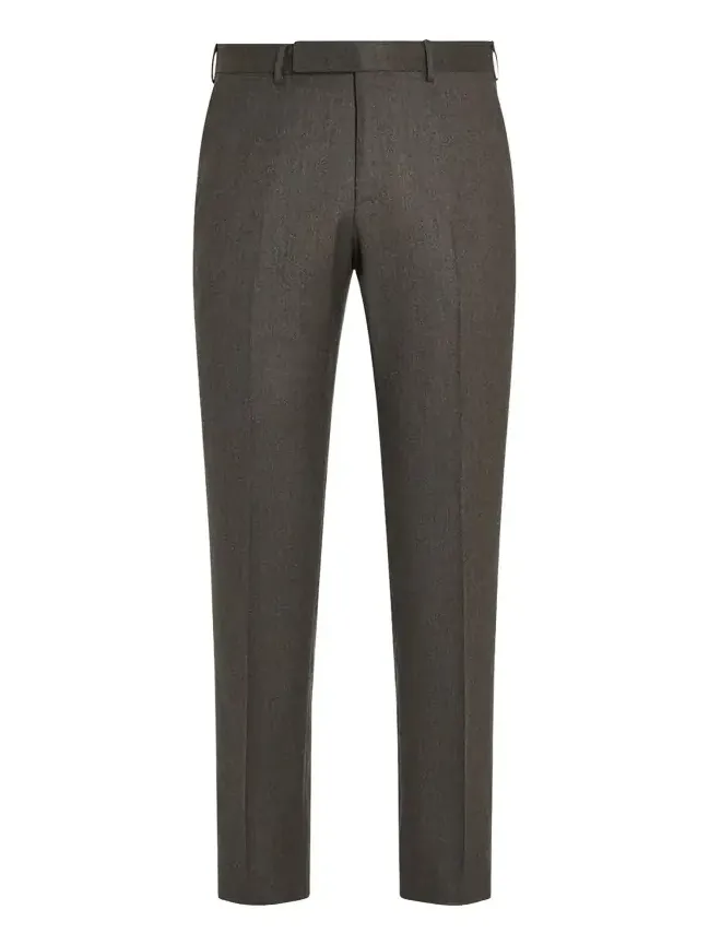 Zegna Men's Wool Flannel Flat-Front Trousers