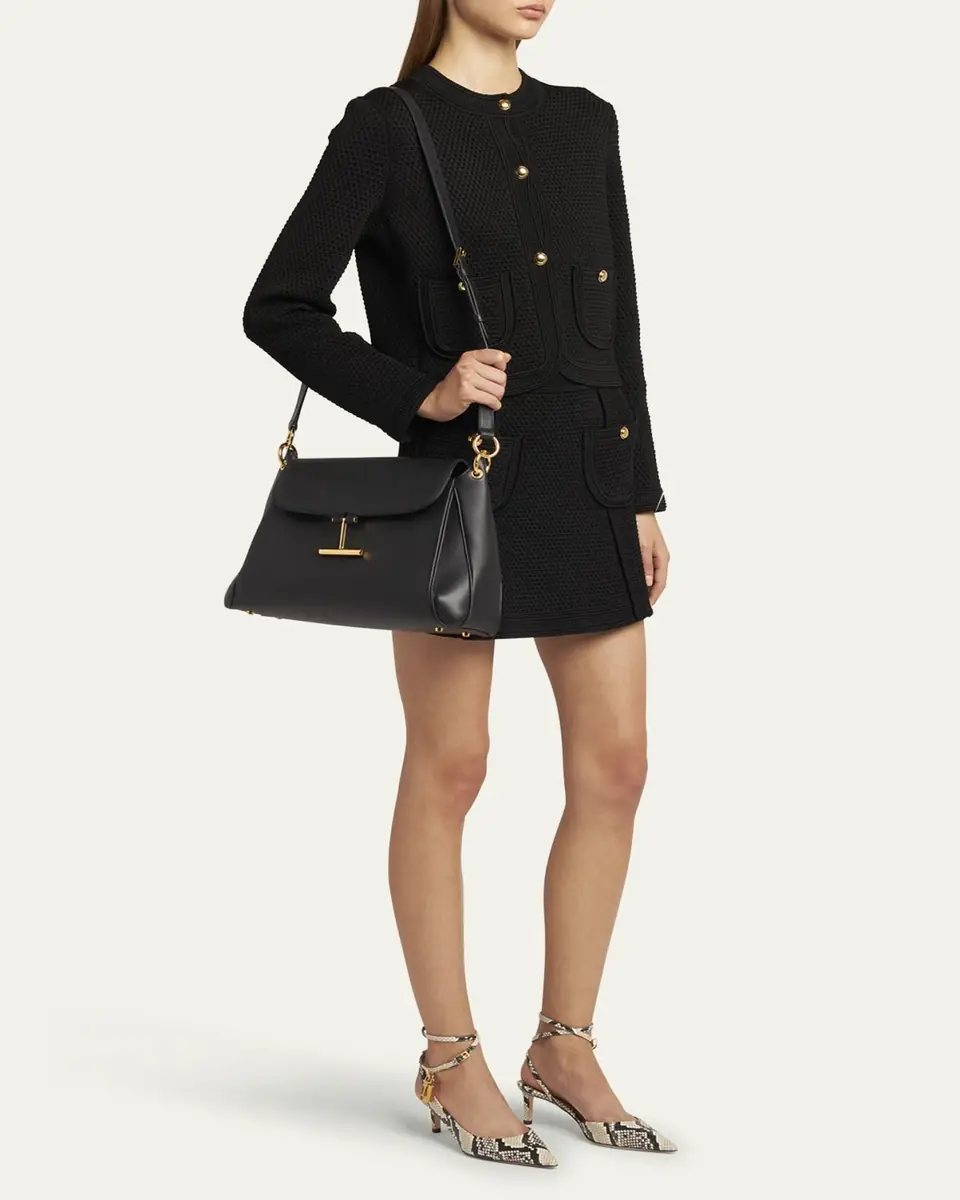 TOM FORD Tara Flap Shoulder Bag in Grain Leather | Thumbnail 11
