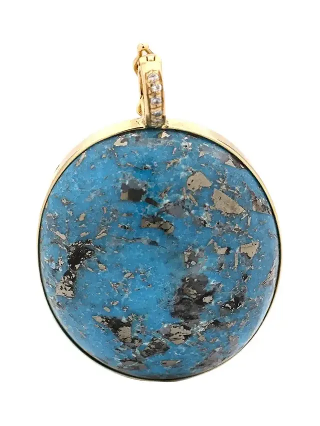 FARAONE MENNELLA by R.F.M.A.S. 18K Yellow Gold Turquoise and Diamond Pendant