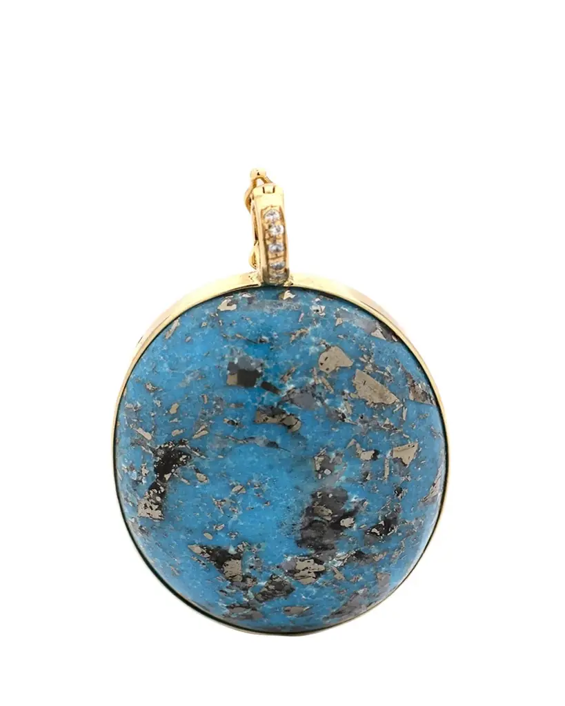 FARAONE MENNELLA by R.F.M.A.S. 18K Yellow Gold Turquoise and Diamond Pendant | Image 1 FARAONE MENNELLA by R.F.M.A.S. 18K Yellow Gold Turquoise and Diamond Pendant | Image 1