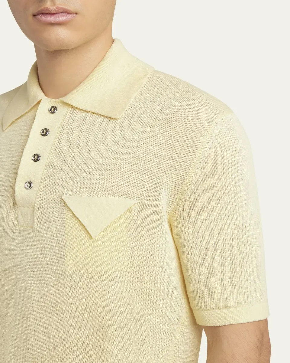 Bottega Veneta Men's Linen-Knit Polo | Thumbnail 5 Bottega Veneta Men's Linen-Knit Polo | Thumbnail 5