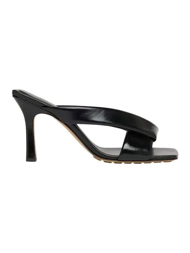 Criss Cross Padded Leather Slide Sandals