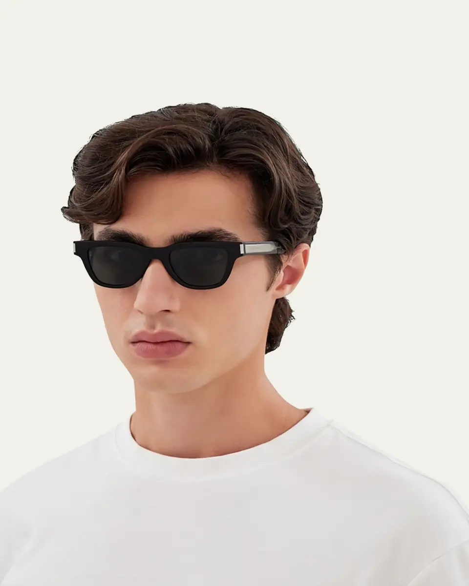 Saint Laurent Men's SL 789 Jacquesm Acetate Rectangle Sunglasses | Thumbnail 4