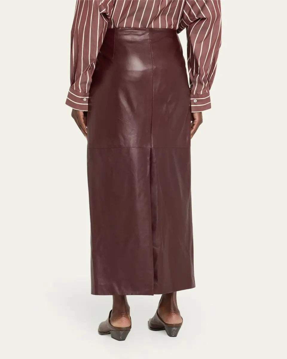 Brunello Cucinelli Stretch Nappa Leather Midi Skirt | Thumbnail 3 Brunello Cucinelli Stretch Nappa Leather Midi Skirt | Thumbnail 3