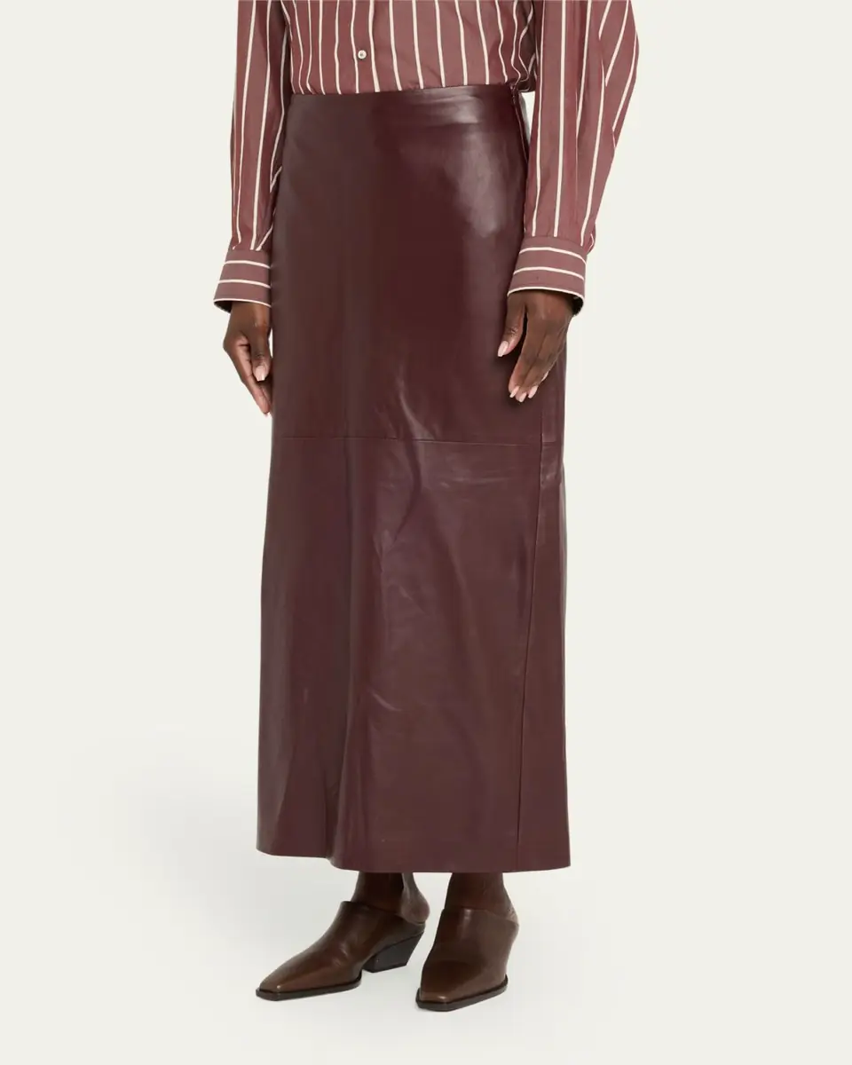 Brunello Cucinelli Stretch Nappa Leather Midi Skirt | Thumbnail 4 Brunello Cucinelli Stretch Nappa Leather Midi Skirt | Thumbnail 4