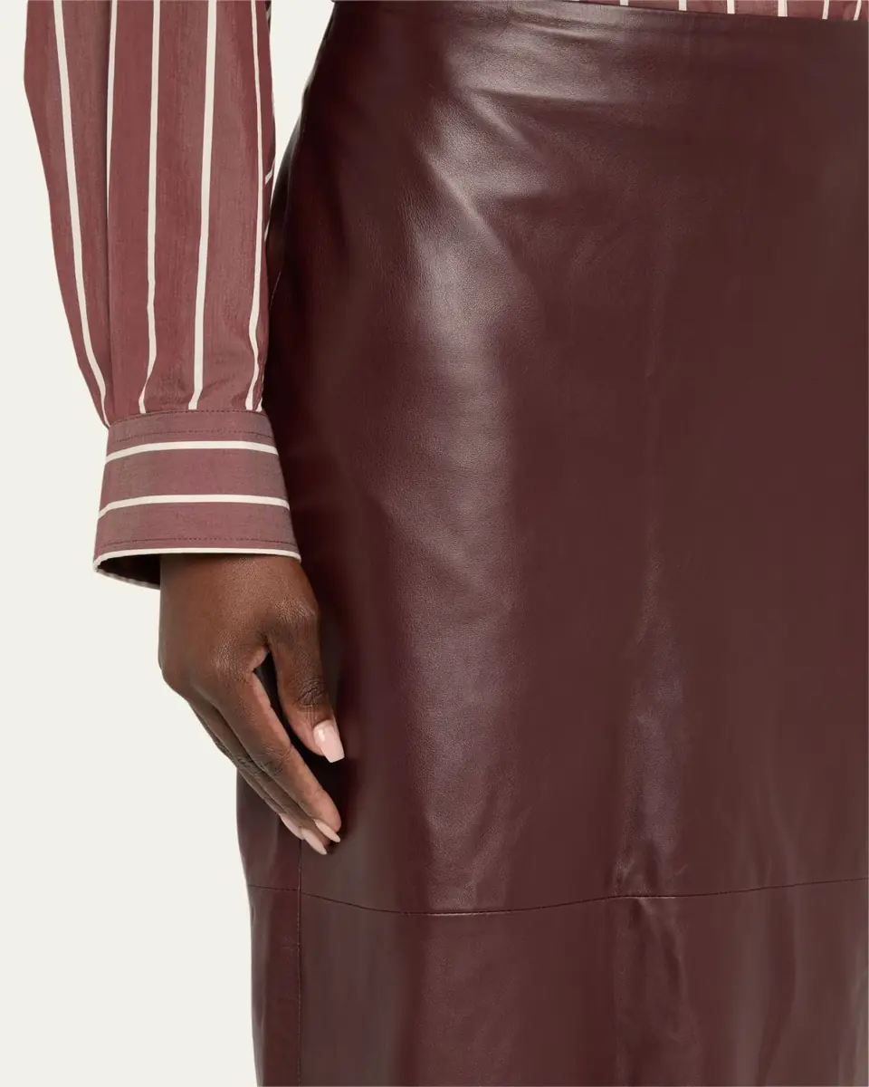 Brunello Cucinelli Stretch Nappa Leather Midi Skirt | Thumbnail 5 Brunello Cucinelli Stretch Nappa Leather Midi Skirt | Thumbnail 5