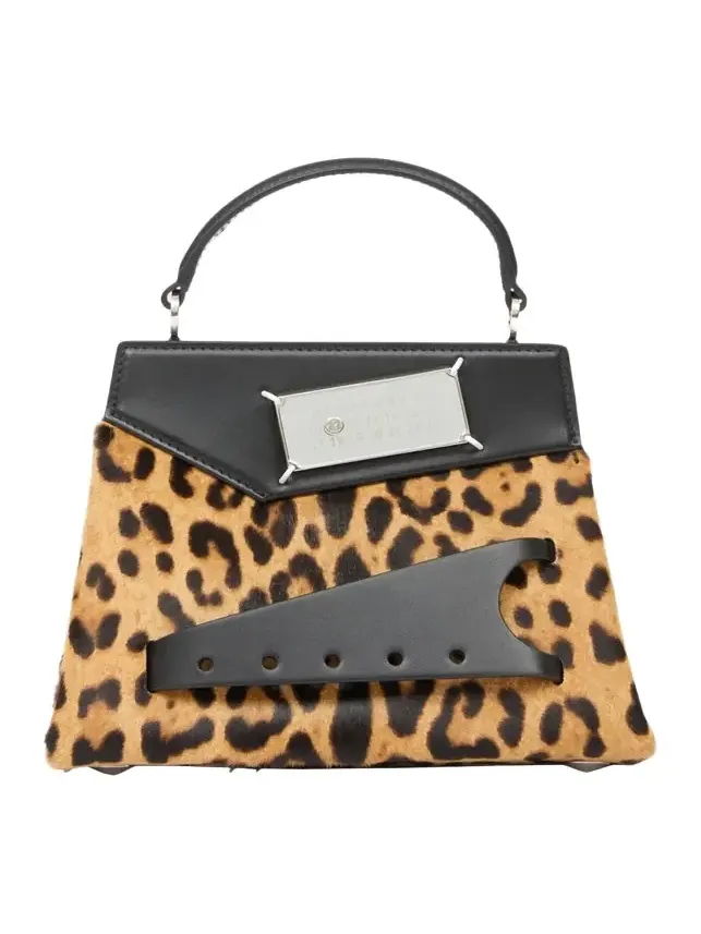 Maison Margiela Snatched Small Leopard Calf Hair Top-Handle Bag