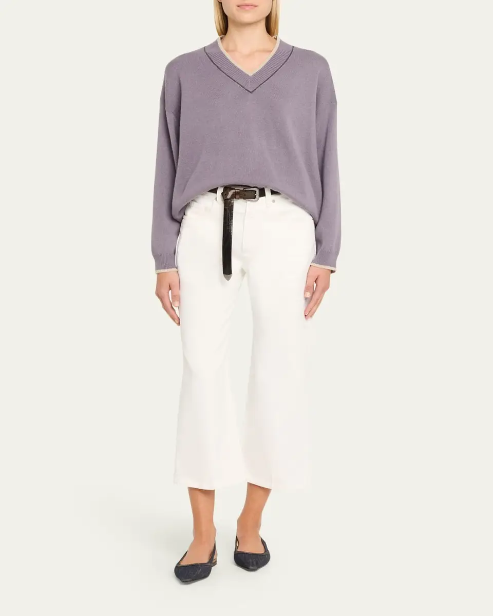 Brunello Cucinelli Contemporary Square Straight-Leg Capri Jeans | Thumbnail 2
