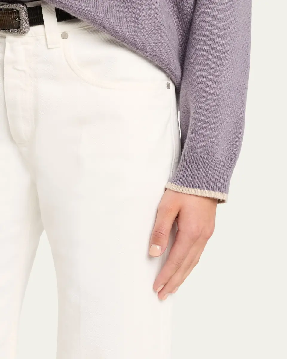 Brunello Cucinelli Contemporary Square Straight-Leg Capri Jeans | Thumbnail 5