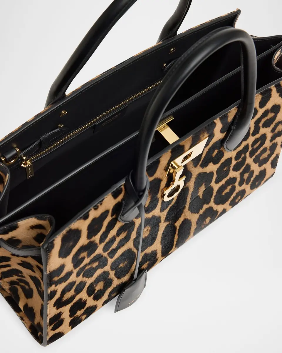Ferragamo The New Studio Leopard Calf Hair Top-Handle Bag | Thumbnail 3