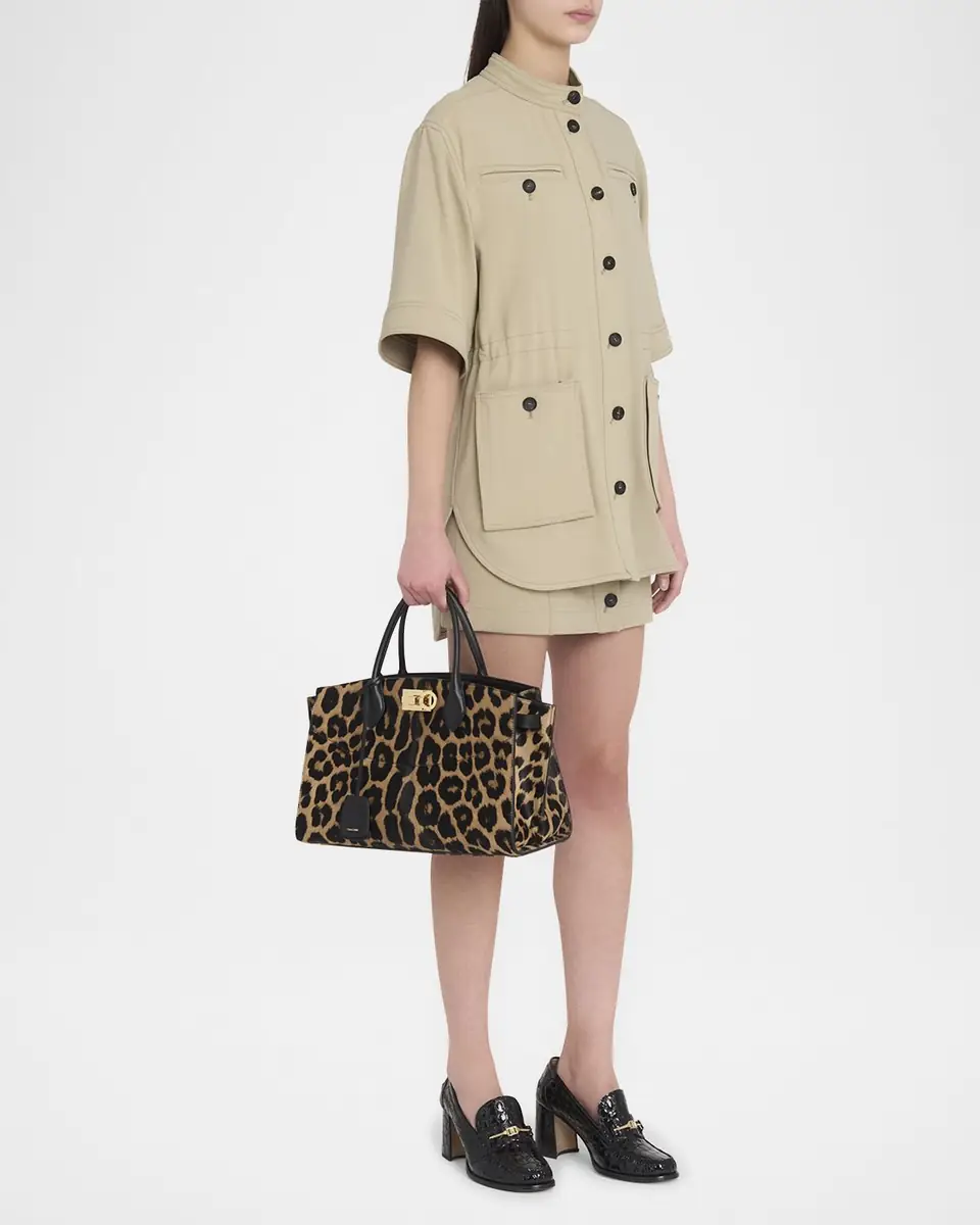 Ferragamo The New Studio Leopard Calf Hair Top-Handle Bag | Thumbnail 5