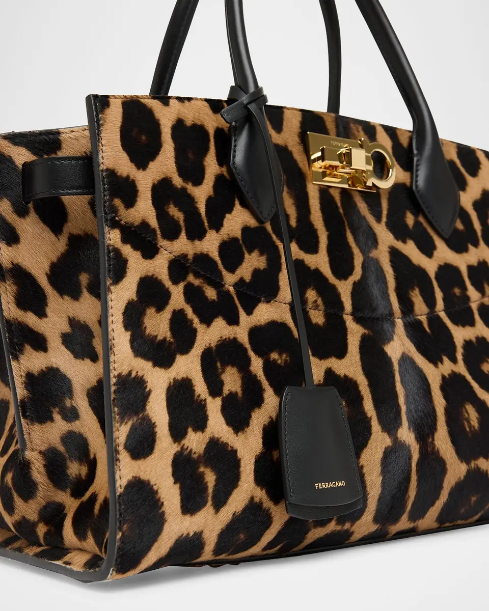 Ferragamo The New Studio Leopard Calf Hair Top-Handle Bag | Thumbnail 6