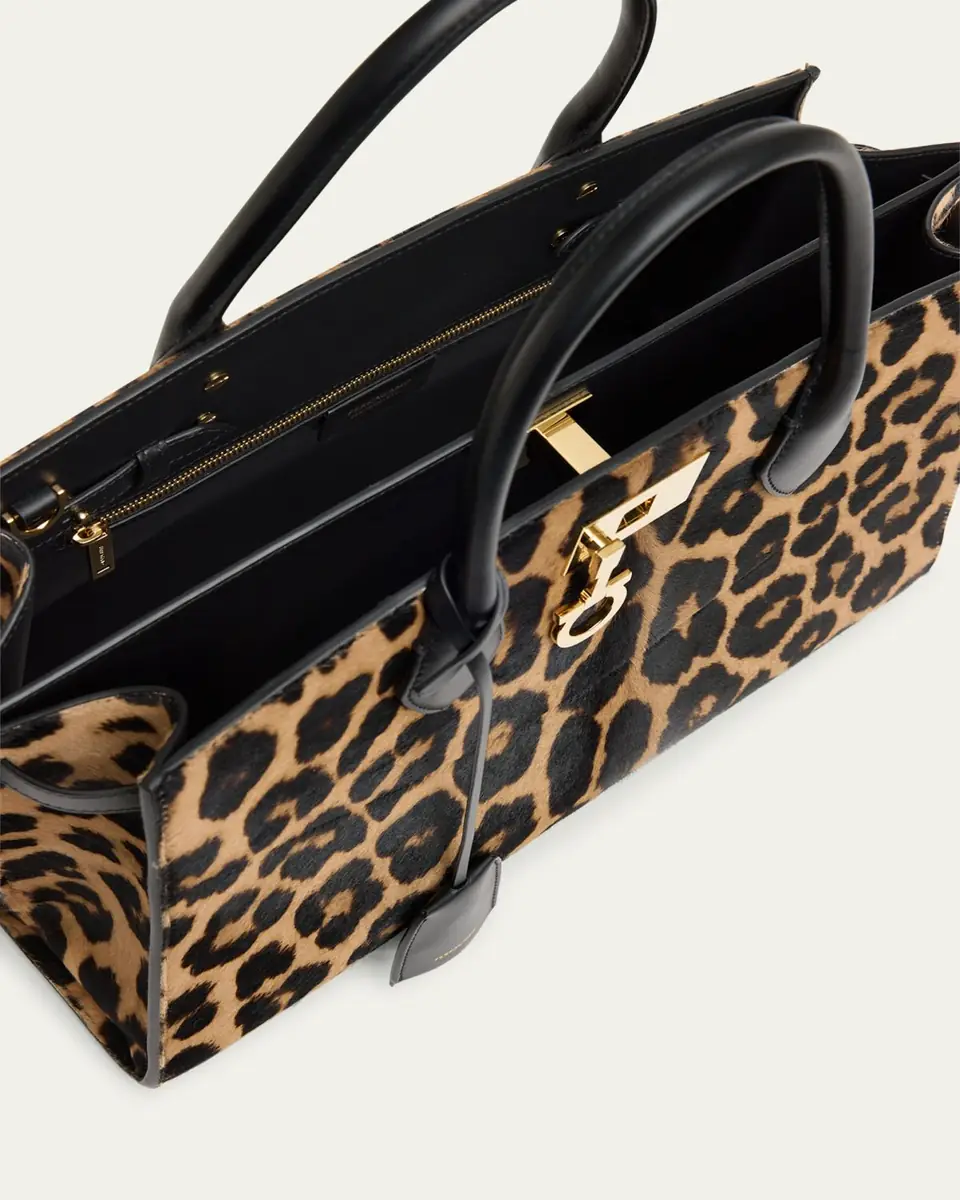 Ferragamo The New Studio Leopard Calf Hair Top-Handle Bag | Thumbnail 9