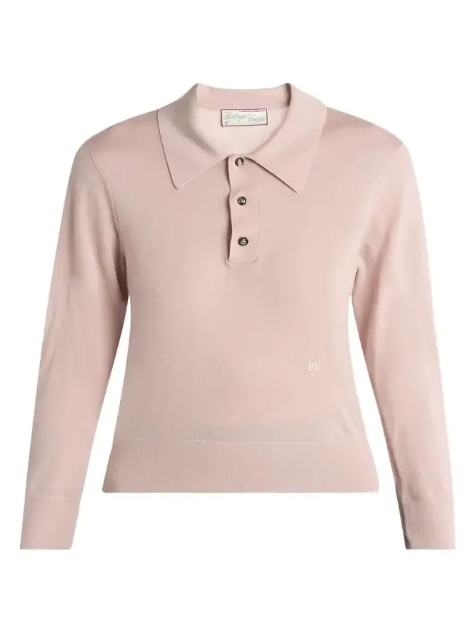 Long-Sleeve Fine Cashmere Polo Sweater