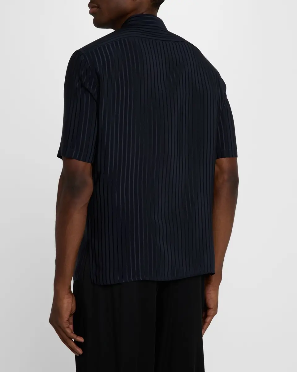 Saint Laurent Men's Tonal Stripe Button-Down Shirt | Thumbnail 2 Saint Laurent Men's Tonal Stripe Button-Down Shirt | Thumbnail 2