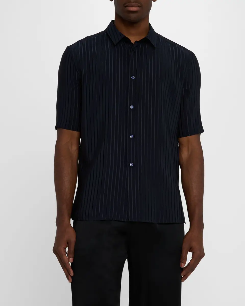 Saint Laurent Men's Tonal Stripe Button-Down Shirt | Thumbnail 3 Saint Laurent Men's Tonal Stripe Button-Down Shirt | Thumbnail 3