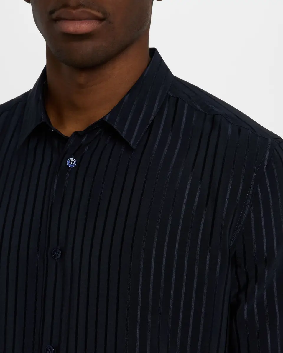 Saint Laurent Men's Tonal Stripe Button-Down Shirt | Thumbnail 4 Saint Laurent Men's Tonal Stripe Button-Down Shirt | Thumbnail 4