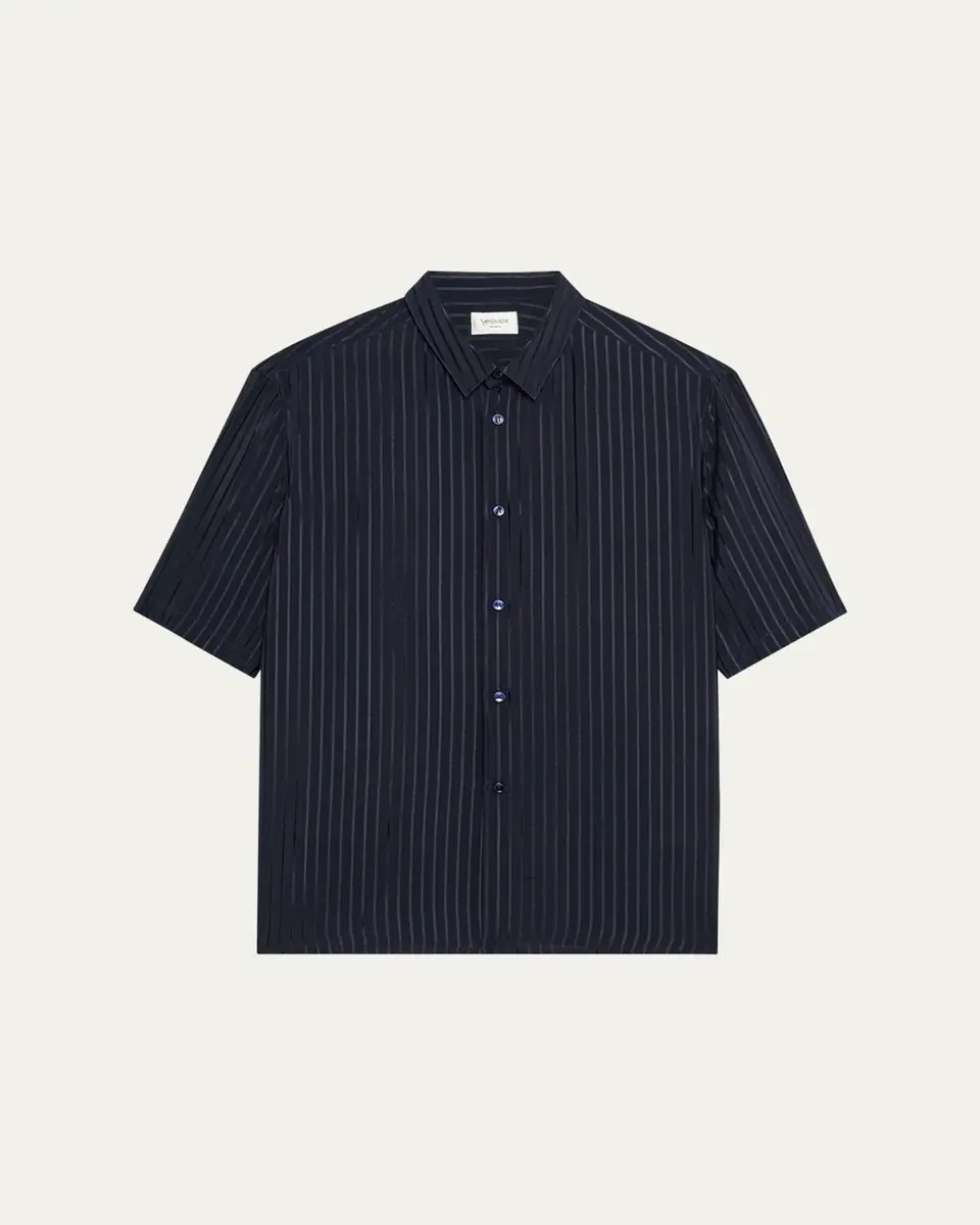 Saint Laurent Men's Tonal Stripe Button-Down Shirt | Thumbnail 5 Saint Laurent Men's Tonal Stripe Button-Down Shirt | Thumbnail 5