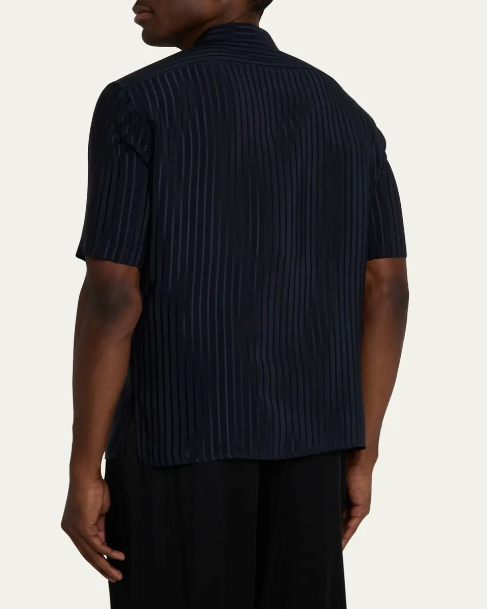 Saint Laurent Men's Tonal Stripe Button-Down Shirt | Thumbnail 7 Saint Laurent Men's Tonal Stripe Button-Down Shirt | Thumbnail 7