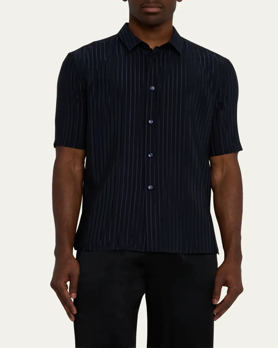 Saint Laurent Men's Tonal Stripe Button-Down Shirt | Thumbnail 8 Saint Laurent Men's Tonal Stripe Button-Down Shirt | Thumbnail 8