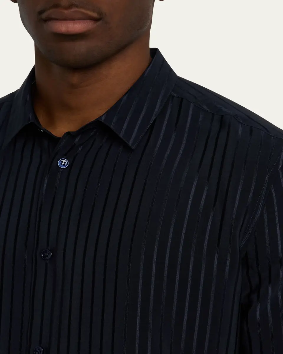 Saint Laurent Men's Tonal Stripe Button-Down Shirt | Thumbnail 9 Saint Laurent Men's Tonal Stripe Button-Down Shirt | Thumbnail 9