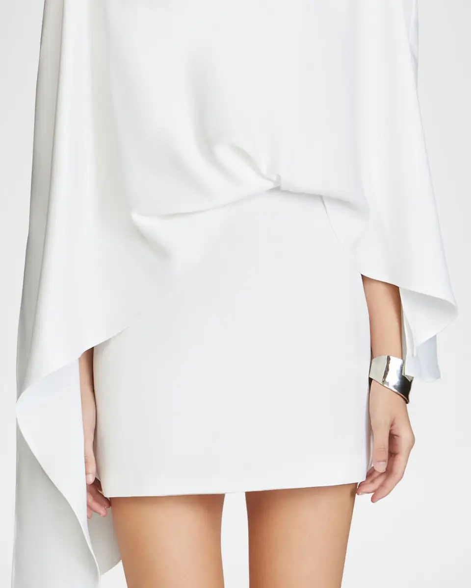 Halston Laure Asymmetric Draped Crepe Mini Dress | Thumbnail 4 Halston Laure Asymmetric Draped Crepe Mini Dress | Thumbnail 4