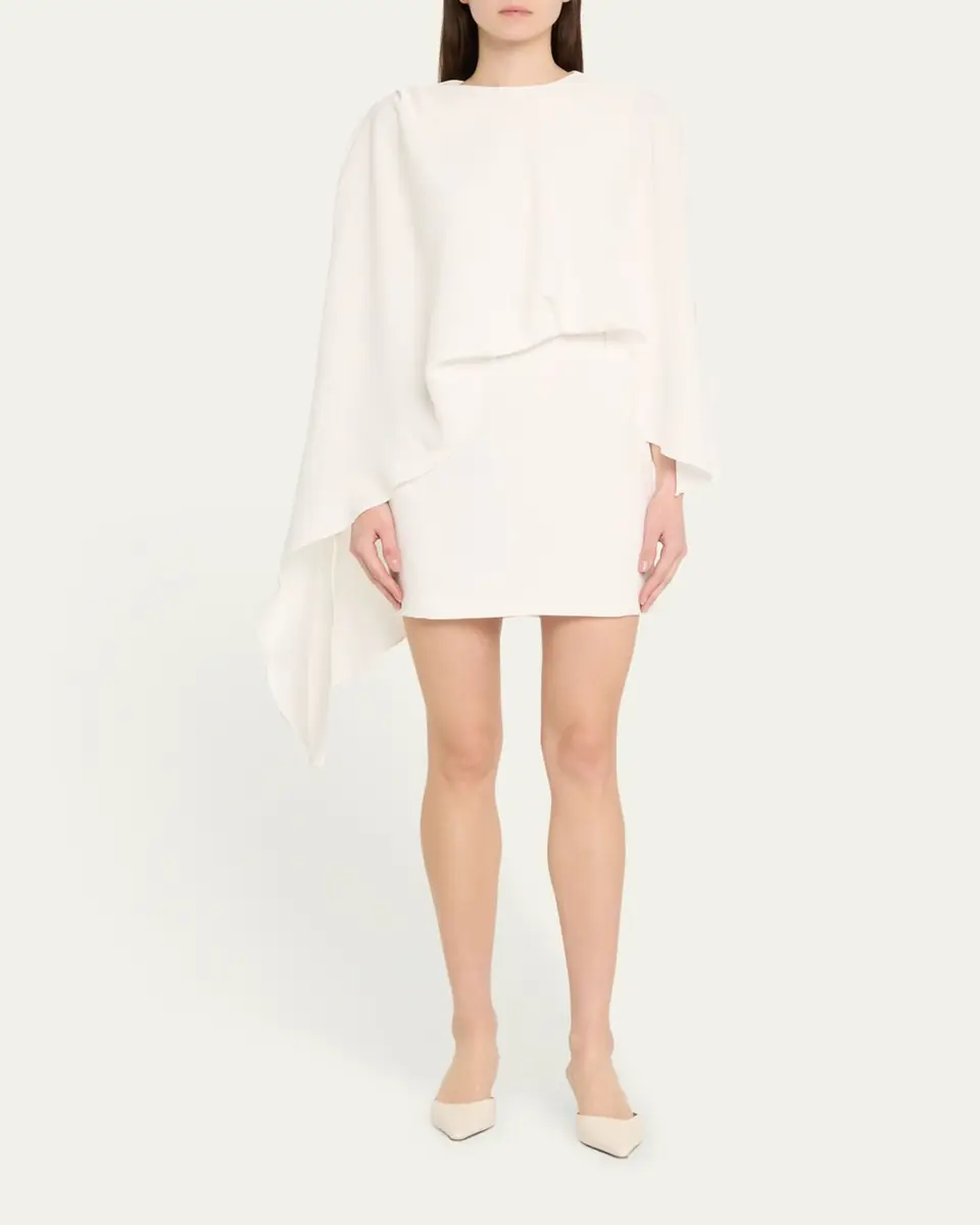 Halston Laure Asymmetric Draped Crepe Mini Dress | Thumbnail 6 Halston Laure Asymmetric Draped Crepe Mini Dress | Thumbnail 6