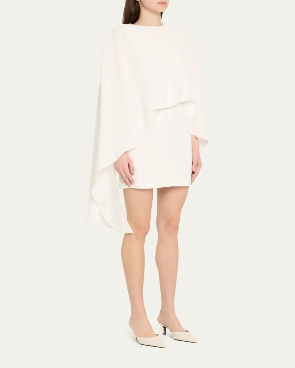 Halston Laure Asymmetric Draped Crepe Mini Dress | Thumbnail 8 Halston Laure Asymmetric Draped Crepe Mini Dress | Thumbnail 8
