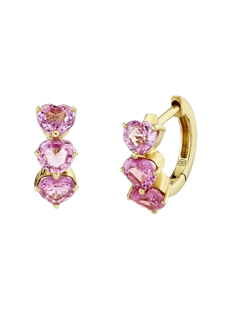 Sydney Evan Heart Cocktail Huggie Earrings