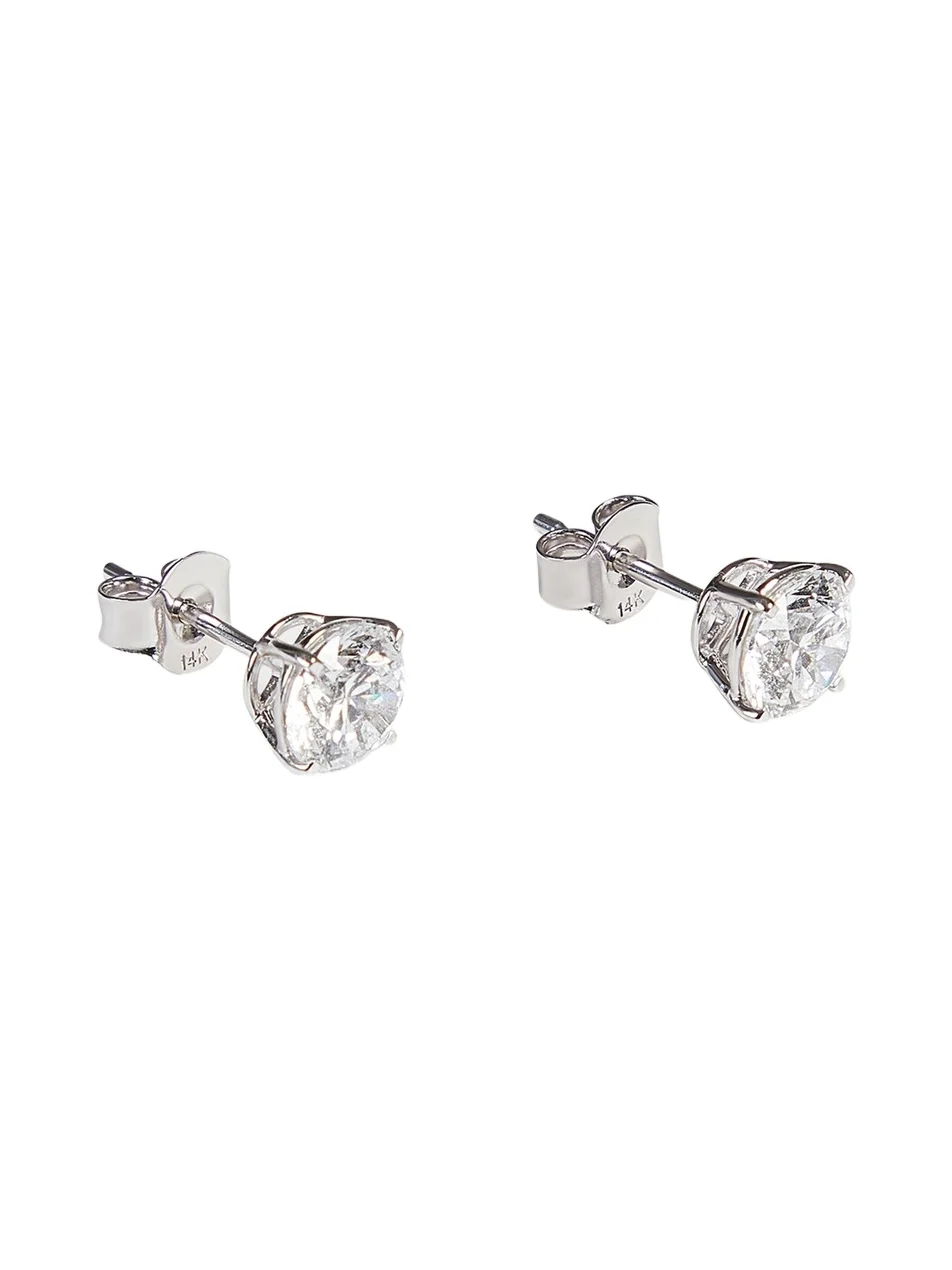14K White Gold Lab Grown Diamond Stud Earrings, 2.00tcw
