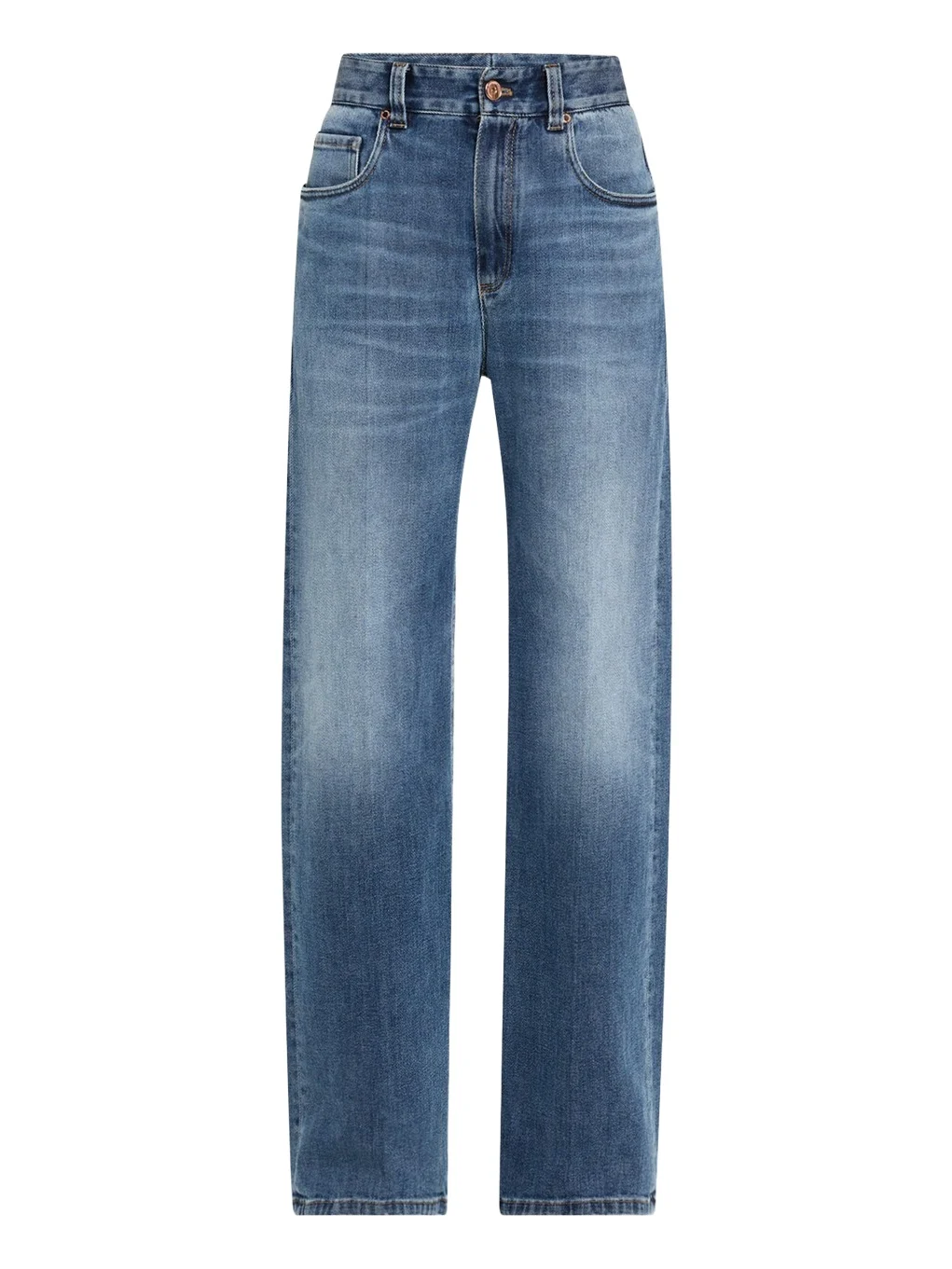 Brunello Cucinelli Soft Denim Loose Stove Pipe Jeans
