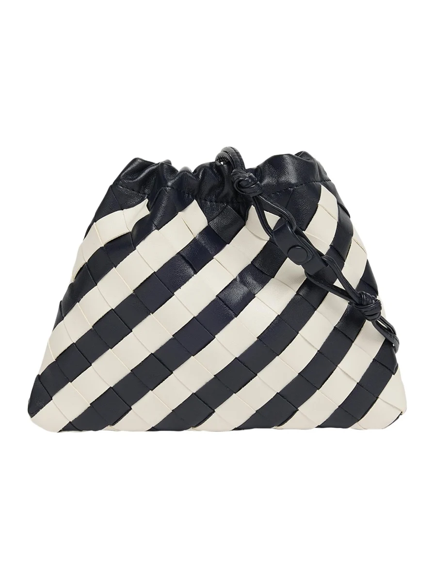 Bottega Veneta Dustbag Small Striped Leather Pouch Crossbody Bag