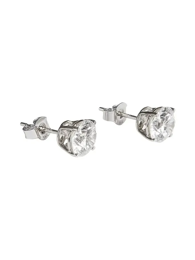 14K White Gold Lab Grown Diamond Stud Earrings, 4.00tcw