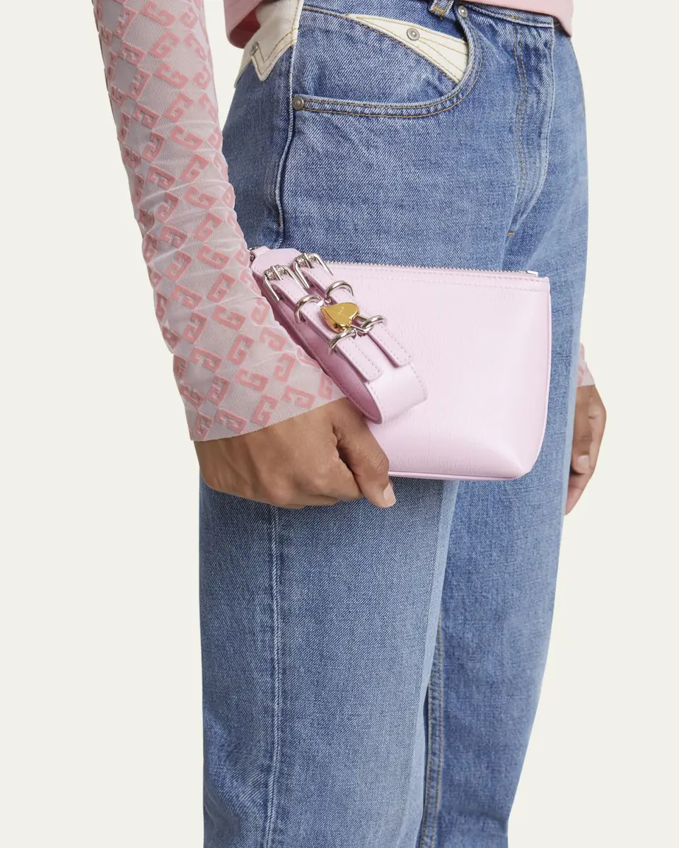 Givenchy Voyou Small Pouch Bag in Leather with Buckle and Heart Lock Wristlet | Thumbnail 7