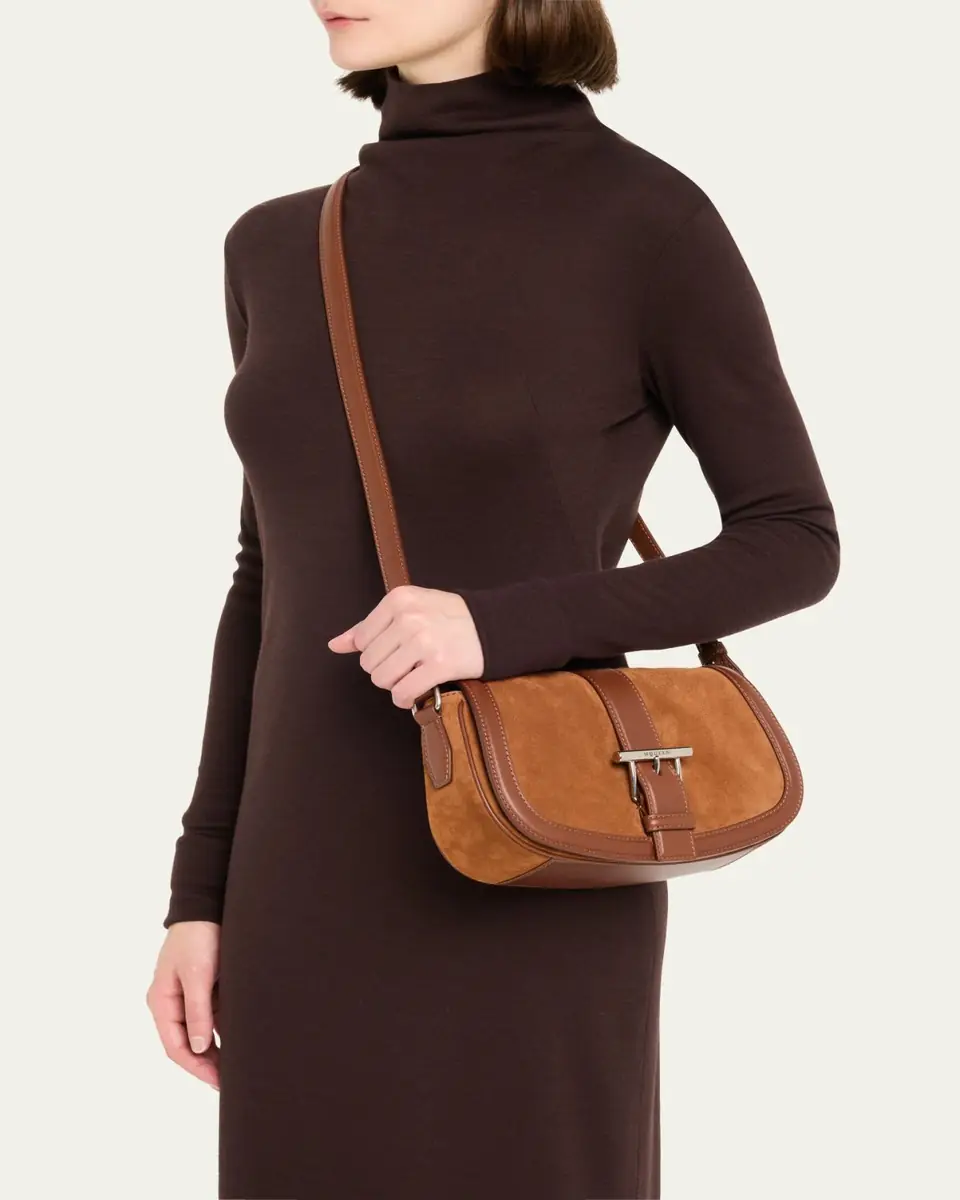Alexander McQueen T-Bar Saddle Suede & Leather Shoulder Bag | Thumbnail 2