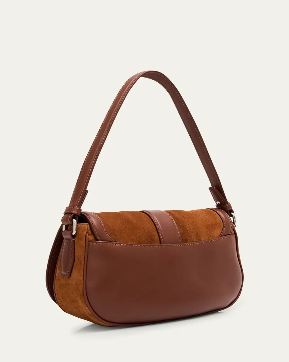 Alexander McQueen T-Bar Saddle Suede & Leather Shoulder Bag | Thumbnail 3