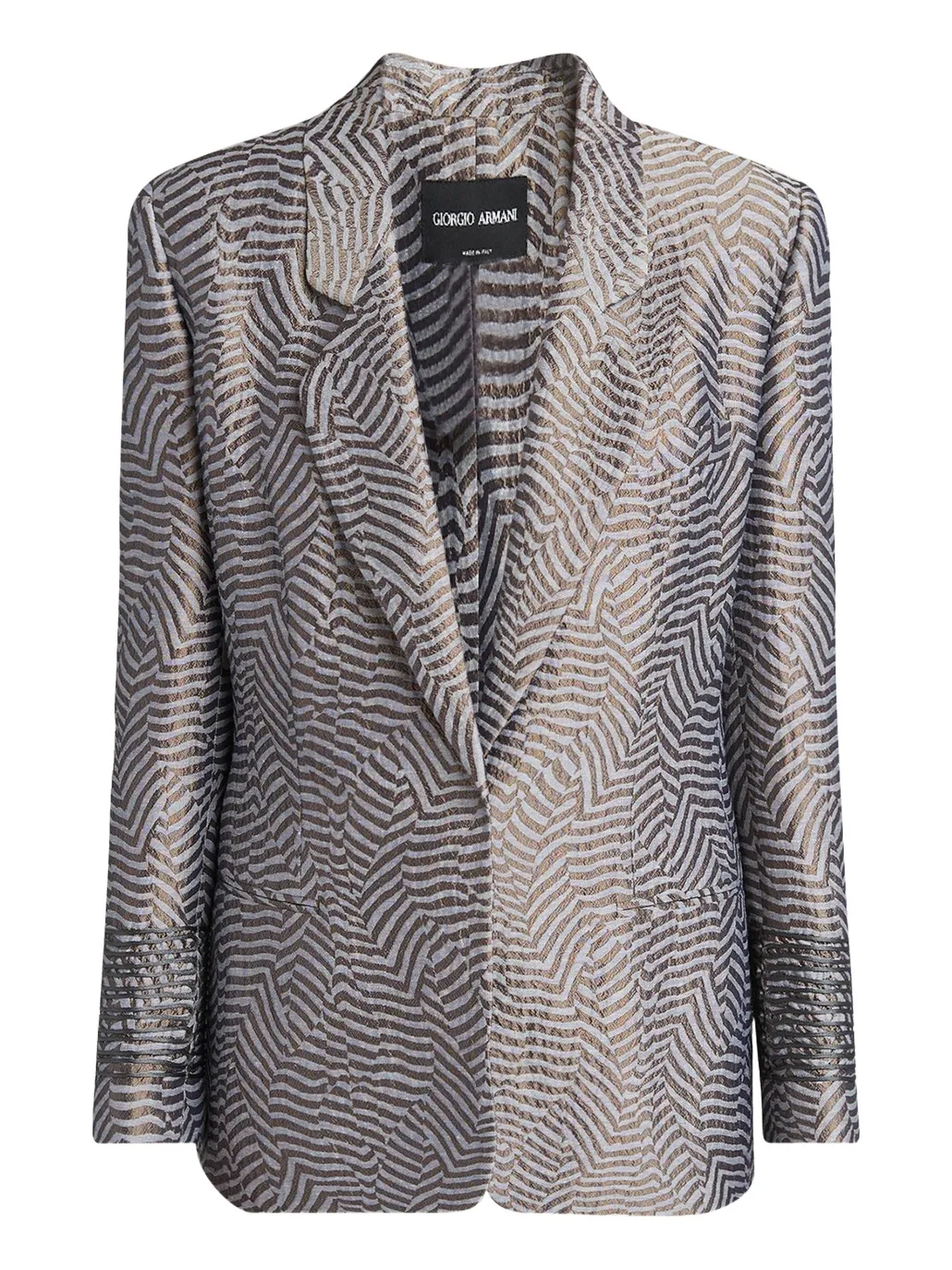 Animalier Silk Jacquard Single-Breasted Blazer Jacket