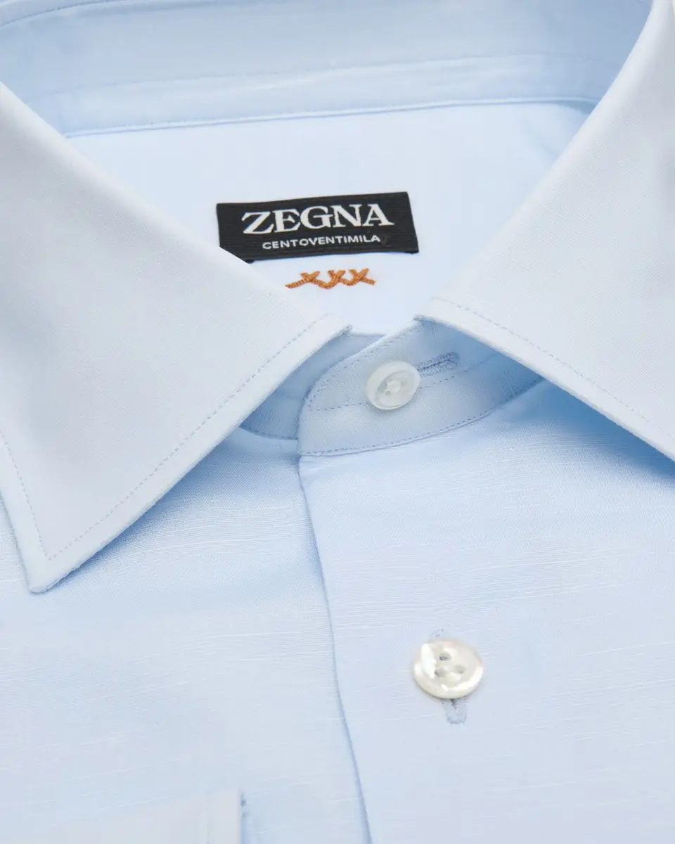 ZEGNA Men's Centoventimila Cotton and Linen Dress Shirt | Thumbnail 2