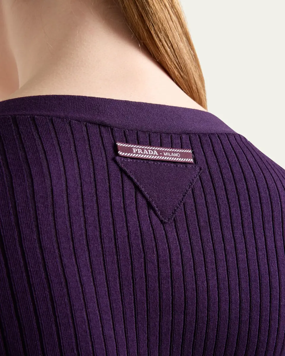 Prada Fitted Long-Sleeve Ribbed Cardigan | Thumbnail 7 Prada Fitted Long-Sleeve Ribbed Cardigan | Thumbnail 7