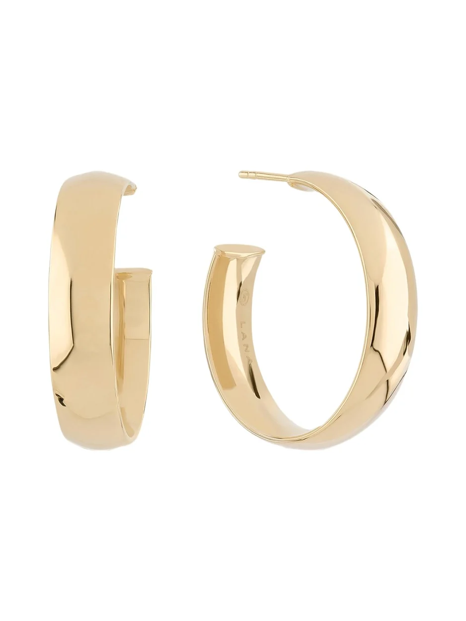 24mm Curved Hoop Earrings in 14K Yellow Gold 24mm Curved Hoop Earrings in 14K Yellow Gold