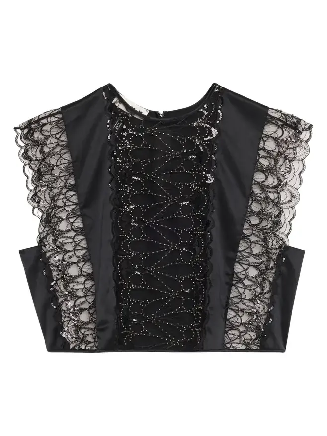 Paradis Bead-Embroidered Sheer Top