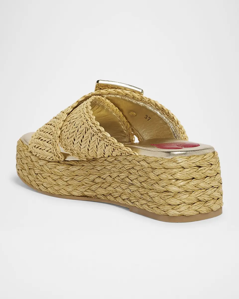 Roger Vivier Strass-Buckle Raffia Platform Sandals | Thumbnail 3 Roger Vivier Strass-Buckle Raffia Platform Sandals | Thumbnail 3