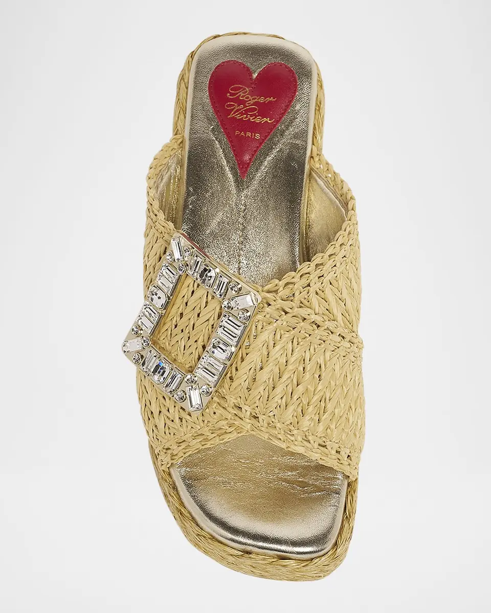Roger Vivier Strass-Buckle Raffia Platform Sandals | Thumbnail 5 Roger Vivier Strass-Buckle Raffia Platform Sandals | Thumbnail 5
